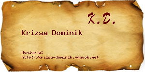 Krizsa Dominik névjegykártya